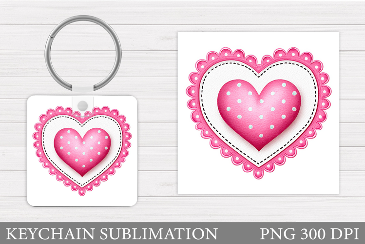 Heart Keychain Design. Valentine Keychain Sublimation