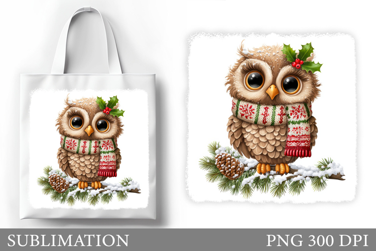 Christmas Owl Tote Bag. Christmas Tote Bag Sublimation