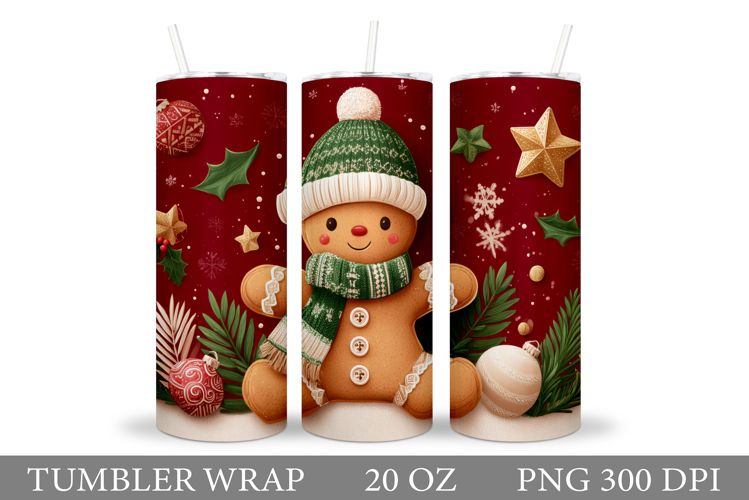 Gingerbread Tumbler Design. Christmas Tumbler Sublimation