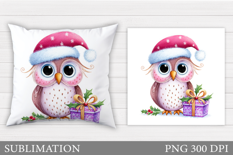Christmas Owl Pillow Design. Christmas Pillow Sublimation