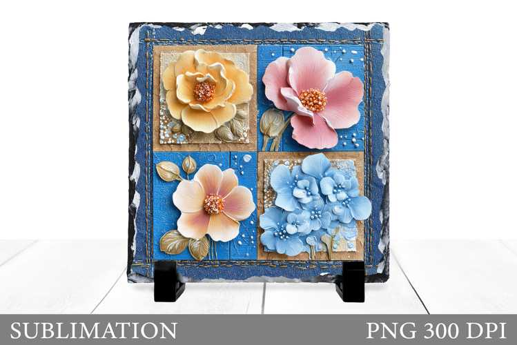Floral Slate Design. Flowers Sublimation