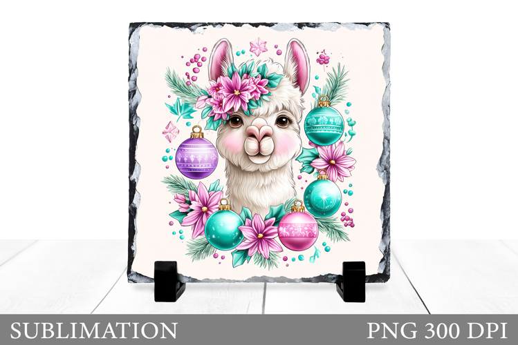 Christmas Lama Sublimation. Christmas Slate Design