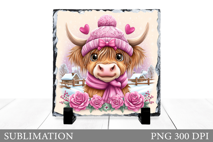 Christmas Cow Sublimation. Christmas Cow Slate Design