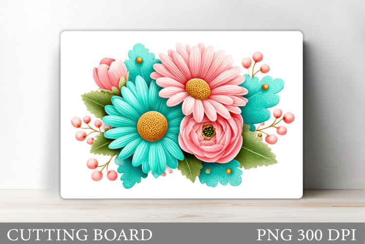 Floral Cutting Board Design. Flowers Cutting Board example image 1