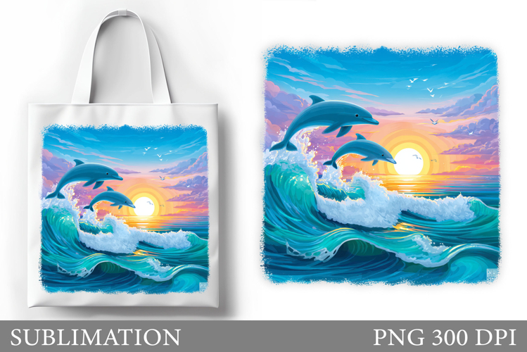 Dolphins Tote Bag Sublimation. Dolphin Sublimation