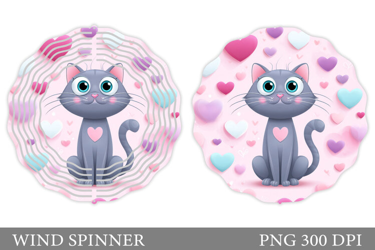 Valentines Cat Wind Spinner. Valentines Wind Spinner Design example image 1