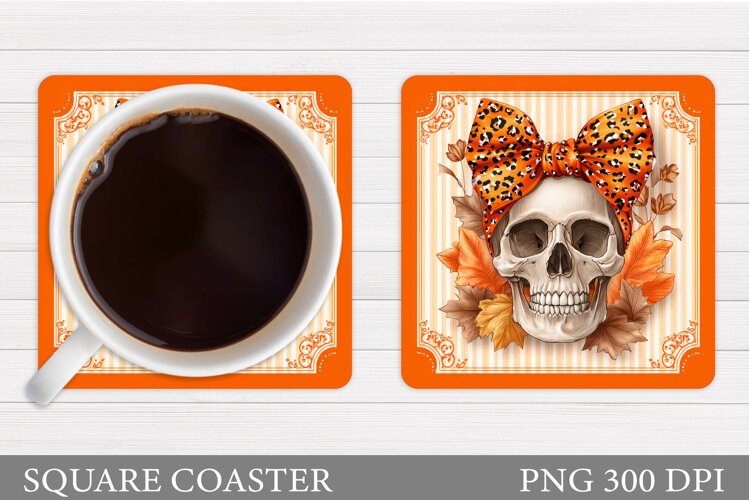 Skull Coaster Design. Halloween Coaster Sublimation example image 1