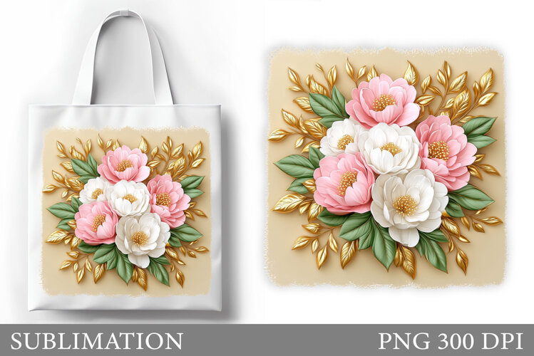 Flowers Tote Bag Sublimation. Flowers Sublimation example image 1