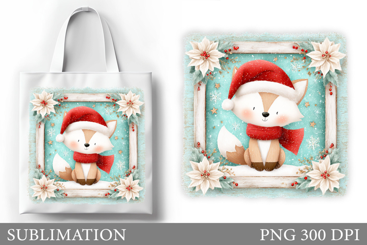 Christmas Fox Tote Bag. Christmas Tote Bag Sublimation