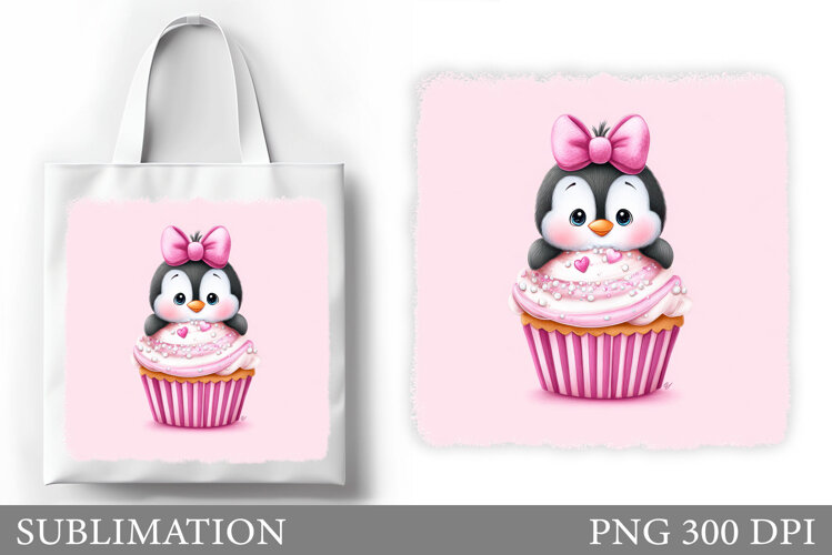Cute Penguin Tote Bag Design. Christmas Tote Bag Sublimation example image 1
