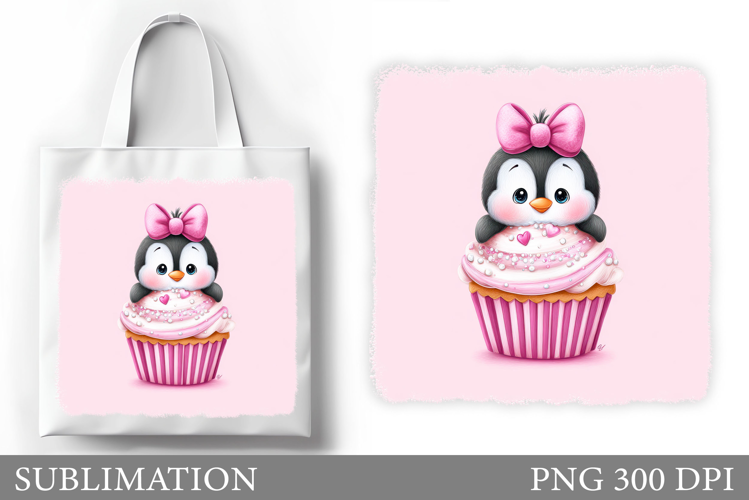 Cute Penguin Tote Bag Design. Christmas Tote Bag Sublimation