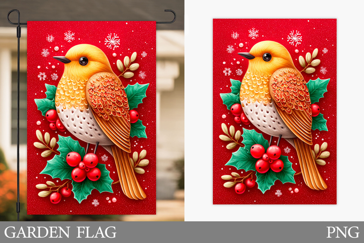 Christmas Bird Garden Flag. Christmas Garden Flag Design