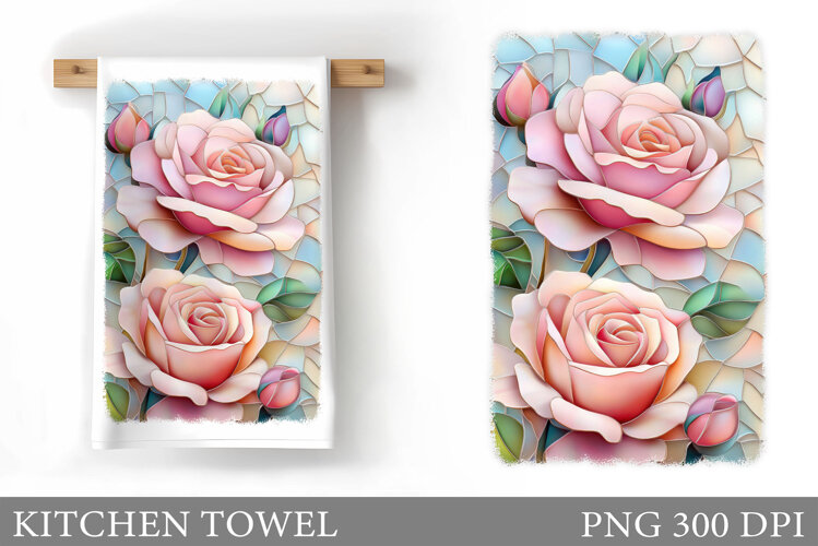Roses Kitchen Towel. Flowers Kitchen Towel Design example image 1