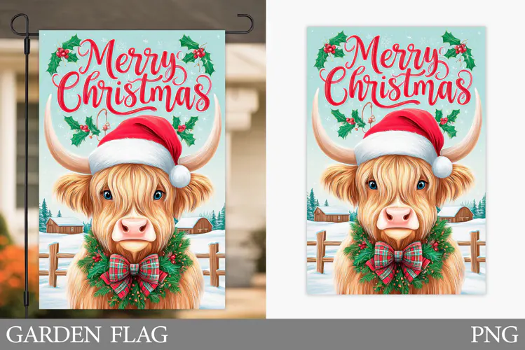 Christmas Cow Garden Flag. Christmas Garden Flag Design