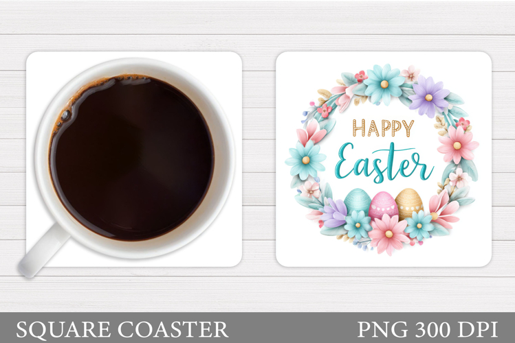 Happy Easter Coaster Design. Easter Coaster Sublimation