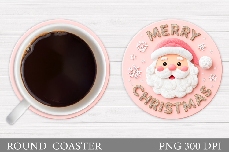Cute Santa Coaster Sublimation. Santa Claus Coaster Design