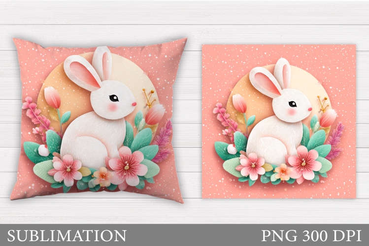 Cute Bunny Pillow Design. Cute Bunny Sublimation