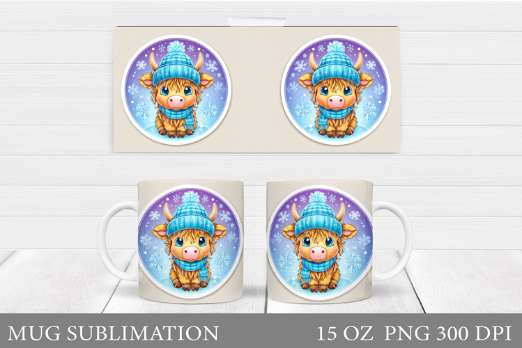 Christmas Cow Mug Design. Christmas Mug Sublimation