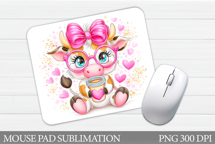 Highland Cow Mouse Pad. Valentines Cow Mouse Pad Sublimation