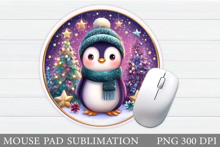 Christmas Penguin Mouse Pad. Christmas Mouse Pad Design