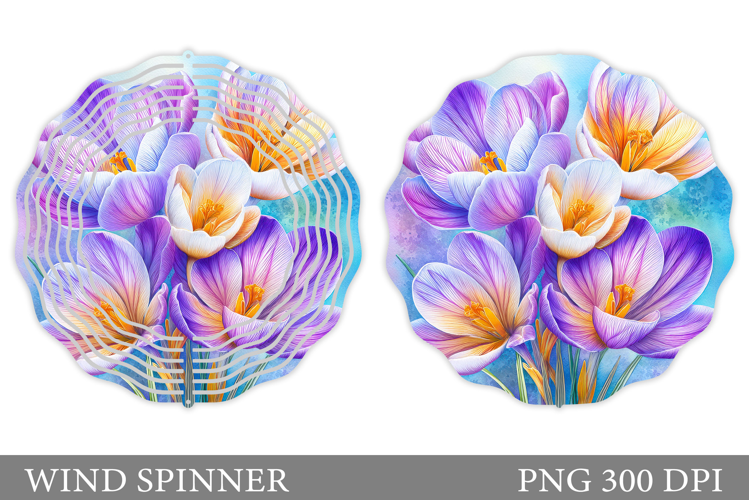 Crocus Wind Spinner Sublimation. Flowers Wind Spinner Design