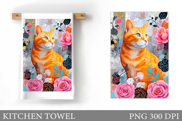 Cat Kitchen Towel Design. Cat Sublimation
