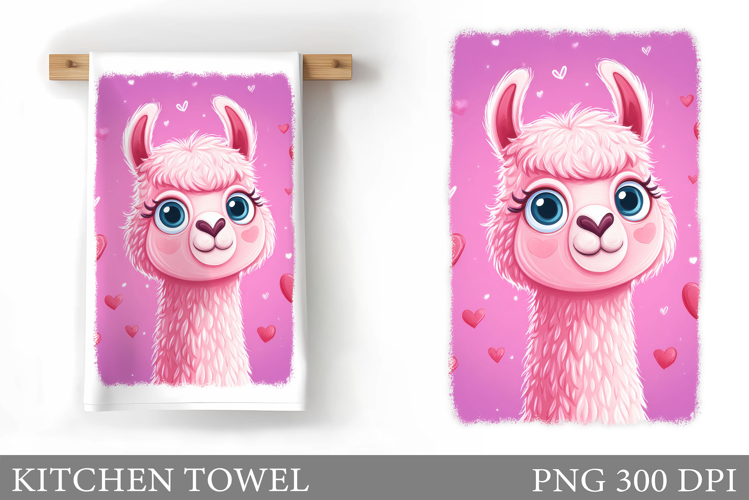 Valentines Lama Kitchen Towel. Valentines Kitchen Towel