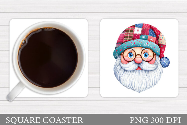 Cute Santa Coaster Sublimation. Santa Claus Coaster Design example image 1
