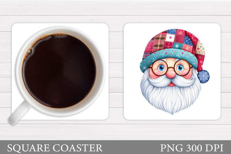 Cute Santa Coaster Sublimation. Santa Claus Coaster Design