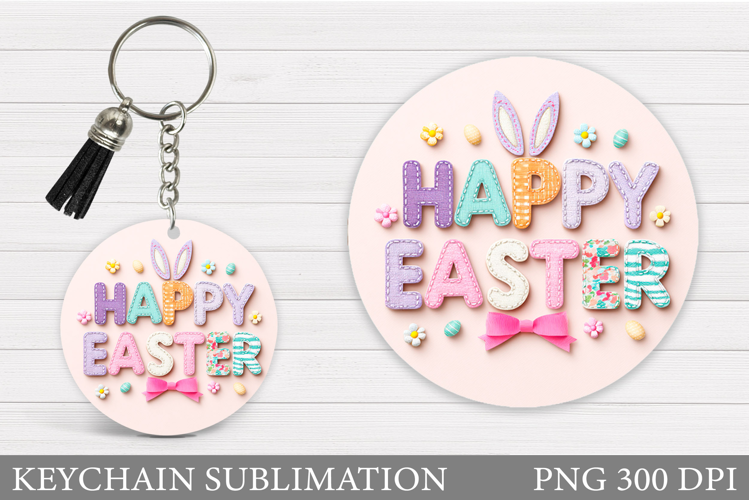 Easter Round Keychain Design. Easter Keychain Sublimation