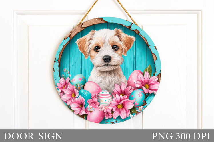 Easter Dog Door Sign Sublimation. Easter Door Sign Design