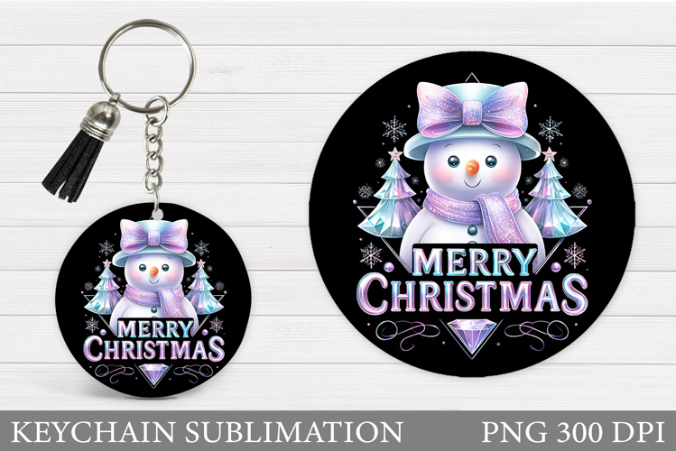 Cute Snowman Keychain Sublimation. Christmas Keychain Design