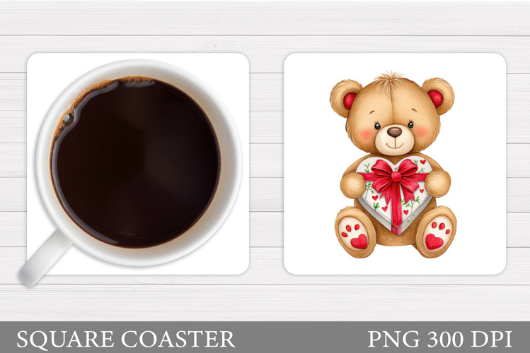 Valentines Bear Coaster. Valentines Coaster Design