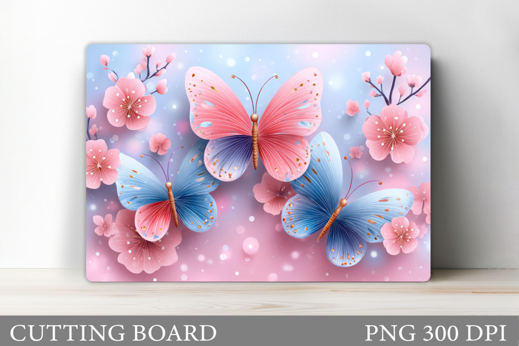 Butterflies Cutting Board. Flowers Kitchen Cutting Board