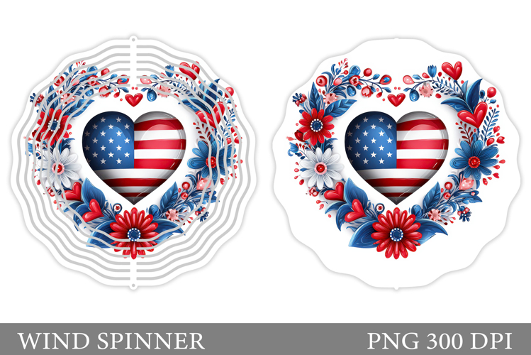 Patriotic Heart Wind Spinner. Patriotic Wind Spinner Design