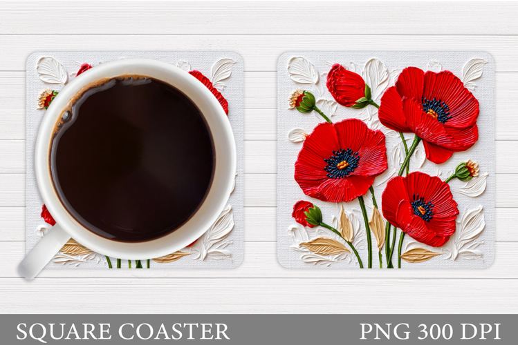 Flowers Coaster Sublimation. Floral Coaster Design