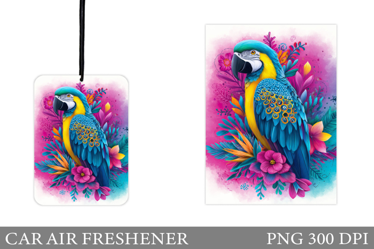 Parrot Car Air Freshener. Tropical Flowers Car Air Freshener
