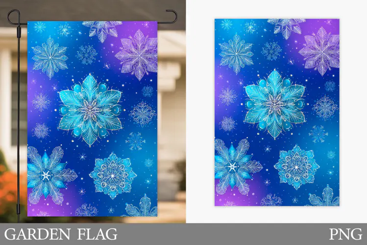 Snowflakes Garden Flag. Christmas Garden Flag Design