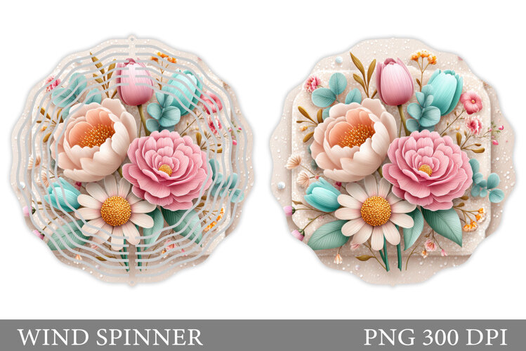 Floral Wind Spinner Sublimation. Flowers Wind Spinner Design example image 1
