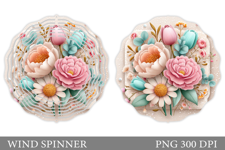 Floral Wind Spinner Sublimation. Flowers Wind Spinner Design