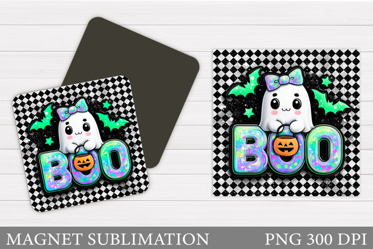 Boo Magnet Design. Cute Ghost Magnet Sublimation