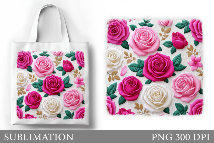 Roses Tote Bag Sublimation. Flowers Sublimation example image 1