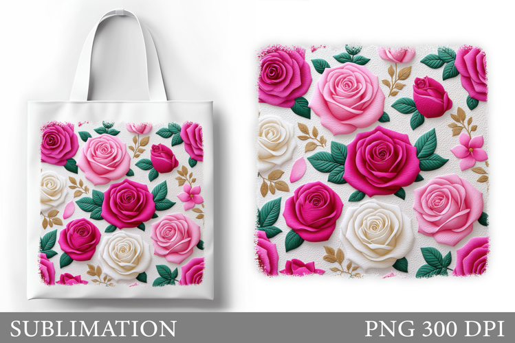 Roses Tote Bag Sublimation. Flowers Sublimation