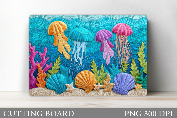 Jellyfish Cutting Board. Sea Kitchen Cutting Board Design