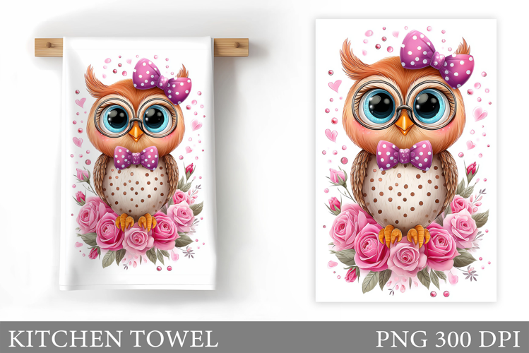 Cute Owl Kitchen Towel Design. Cute Owl Sublimation