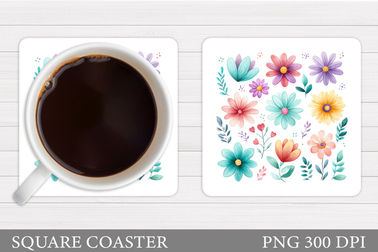 Floral Coaster Design. Flowers Coaster Sublimation