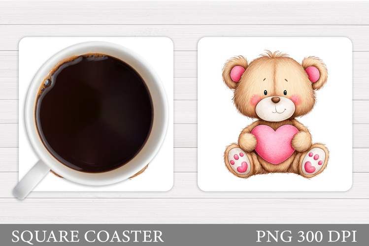 Valentines Bear Coaster. Valentines Coaster Design