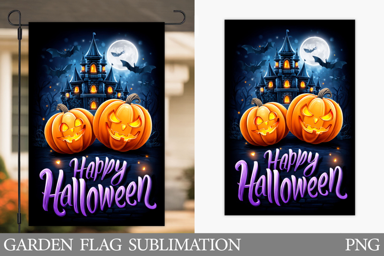 Halloween Garden Flag Design. Halloween Sublimation example image 1