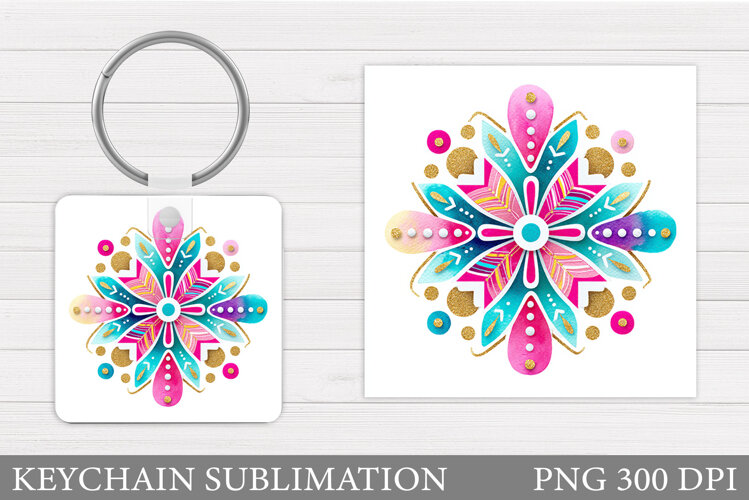 Snowflake Keychain Sublimation. Winter Keychain Design example image 1