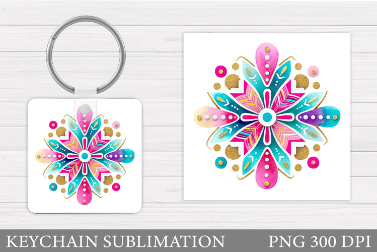 Snowflake Keychain Sublimation. Winter Keychain Design